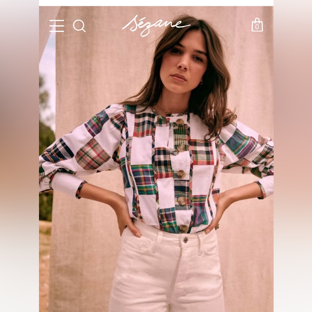 Sezane Multicolor Plaid Button Down Bruna Shirt